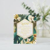 Formele Trendy Tropical Destination Wedding RSVP (Staand voorkant)