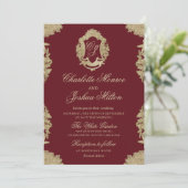 Formele Trouwuitnodiging Vintage Monogram Kaart (Staand voorkant)