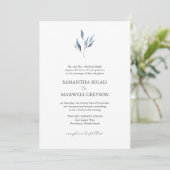 Formele Trouwuitnodigingen Stofblauwe Botanicals Kaart (Staand voorkant)