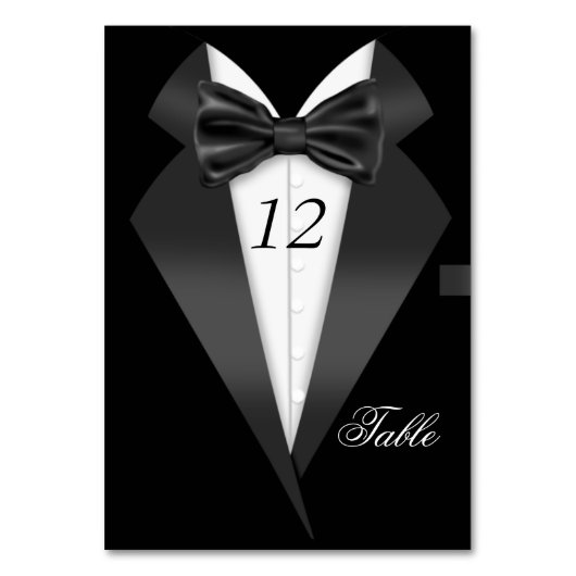 Formele Tuxedo Black Tafelnummer Zitplaats (Voorkant)