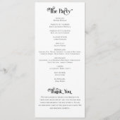 Formele Typografie Zwart Wit Huwelijksprogramma Programmakaart (Achterkant)