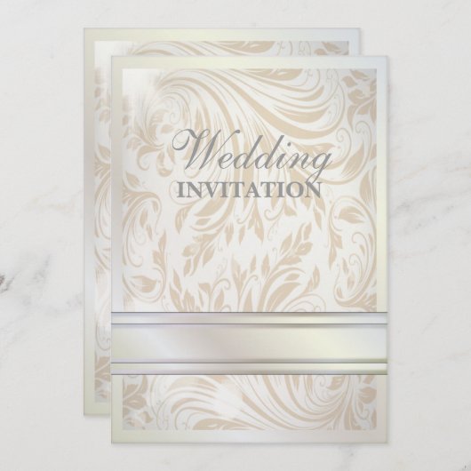 Formele uitnodiging tot huwelijk in Pearl White (Voorkant / Achterkant)