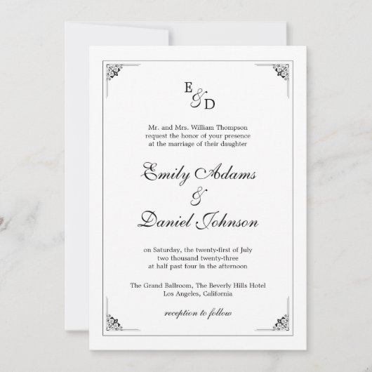 Formele uitnodiging tot uitzending van het huwelij (Voorkant)