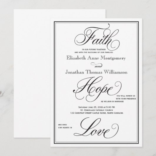 Formele uitnodiging tot weduwschap voor Faith Hope (Voorkant / Achterkant)