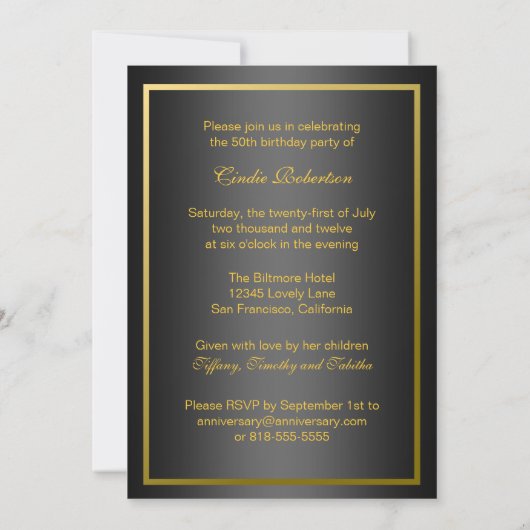 Formele uitnodiging van 50e verjaardag (Achterkant)