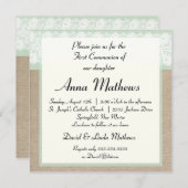 Formele uitnodiging van de Munt Burlap eerste comm (Voorkant / Achterkant)