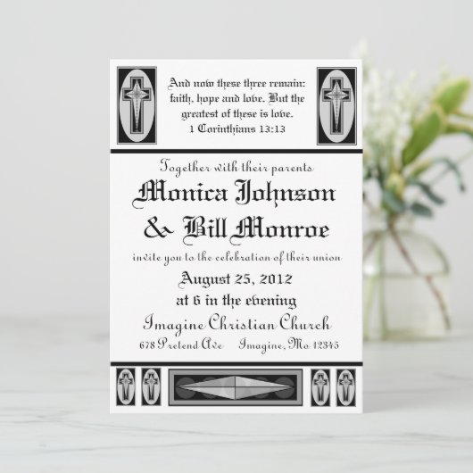 Formele uitnodiging voor Christelijke bruiloft (Staand voorkant)