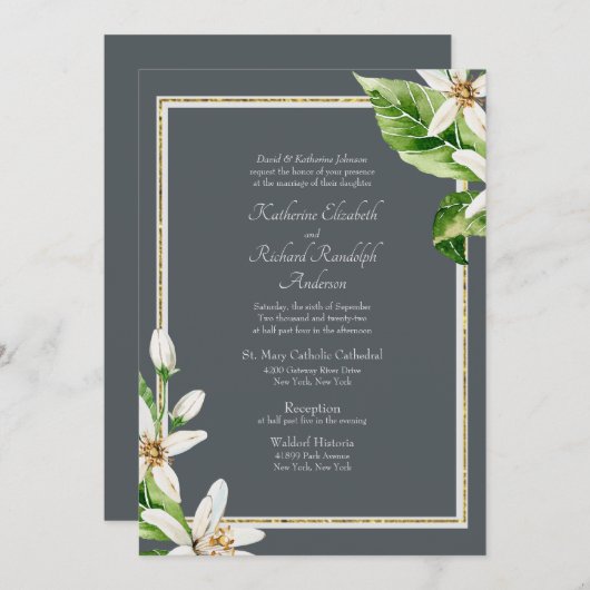 Formele uitnodiging voor een grijs huwelijk (Voorkant / Achterkant)