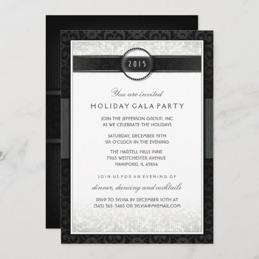 Formele uitnodiging voor evenementen in zwart-wit (Voorkant / Achterkant)