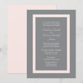 Formele uitnodiging voor grijze en roze bruiloft (Voorkant / Achterkant)