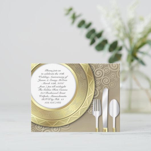 Formele uitnodiging voor huwelijksjubileum dinerfe (Staand voorkant)