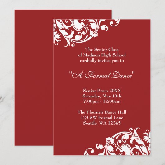 Formele uitnodiging voor rode en witte Vlaanderen (Voorkant / Achterkant)