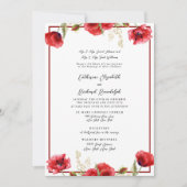 Formele uitnodiging voor Rode Floral Rood en Wit h (Voorkant)