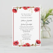 Formele uitnodiging voor Rode Floral Rood en Wit h (Staand voorkant)