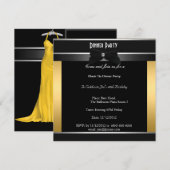 Formele verjaardagsdiner uitnodiging in black tie  (Voorkant / Achterkant)