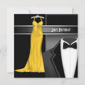 Formele verjaardagsdiner uitnodiging in black tie  (Achterkant)