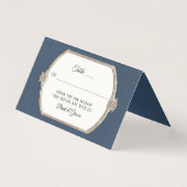 Formele Victoriaans Elegante Blauwe en Gouden Ontv Kaart (Voorkant)