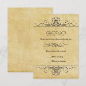 Formele Vintage Bloei - RSVP Kaart (Voorkant / Achterkant)