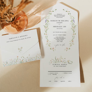 Formele Vintage Rustieke Wilde Bloemen Bruiloft All In One Uitnodiging