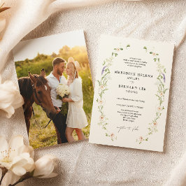 Formele Vintage Rustieke Wilde Bloemen Trouwfoto Kaart