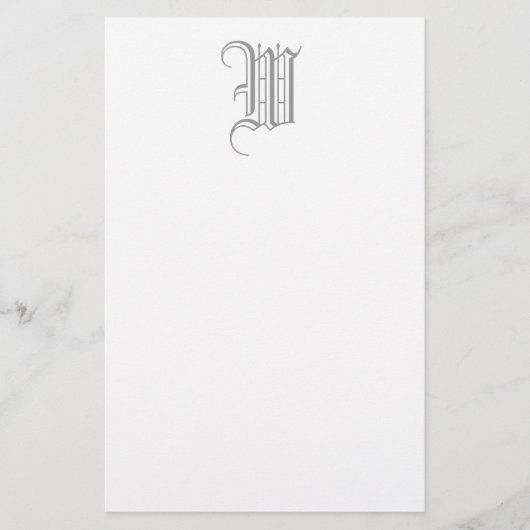 Formele W Editable Monogram Linen Stationery Briefpapier (Voorkant)