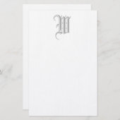 Formele W Editable Monogram Linen Stationery Briefpapier (Voorkant / Achterkant)