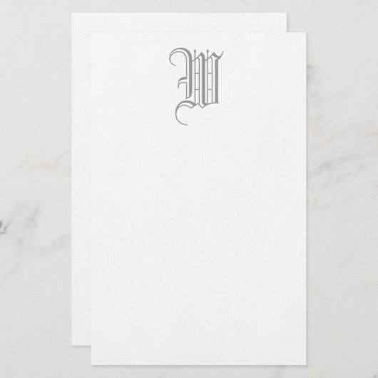 Formele W Editable Monogram Linen Stationery Briefpapier (Voorkant / Achterkant)