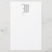 Formele W Editable Monogram Linen Stationery Briefpapier (Voorkant)
