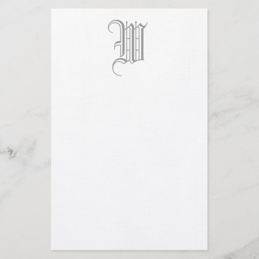 Formele W Editable Monogram Linen Stationery Briefpapier (Voorkant)
