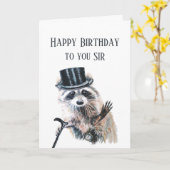 Formele Wasbeer Dier Verjaardag Voor Jou Meneer Kaart (Gele Bloem)