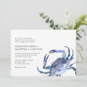 Formele Waterverf Kustkrab Bruiloft Uitnodiging (Staand voorkant)