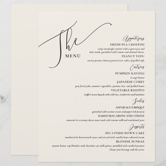 Formele weddenschappen Menu Elegant Black Bone (Voorkant / Achterkant)