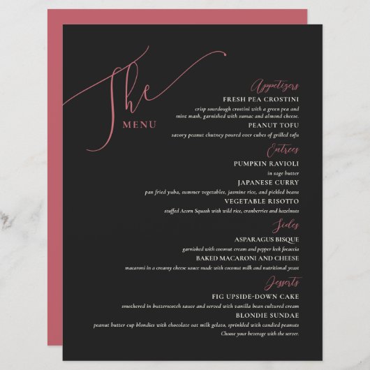 Formele weddenschappen Menu Elegant Black Magenta (Voorkant / Achterkant)