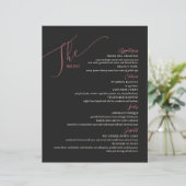 Formele weddenschappen Menu Elegant Black Magenta (Staand voorkant)