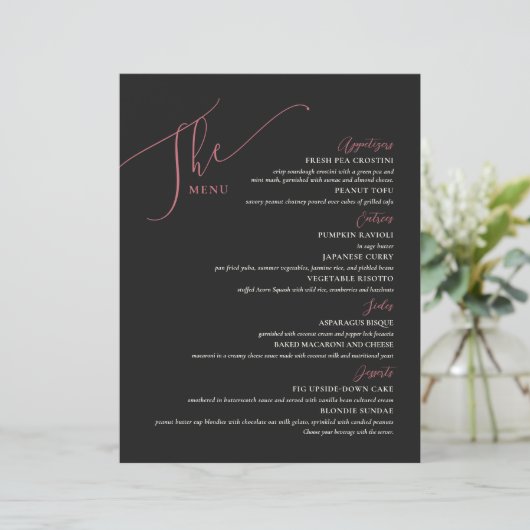 Formele weddenschappen Menu Elegant Black Magenta (Staand voorkant)