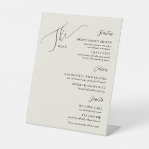 Formele weddenschappen Menu Elegant Bone Black Reclamebord Met Voetstuk
