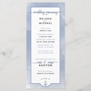 Formele #Wedding #Nautical Navy Dusty Blue Bruilof Programmakaart