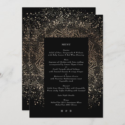 Formele whisky-handleiding Drawn Black and Gold We Menu (Voorkant / Achterkant)