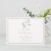 Formele Wilde Rozen Crest Preppy Roze bruiloft Save The Date (Staand voorkant)