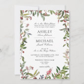 Formele winter Wildflower Berry Wedding Kaart (Voorkant)