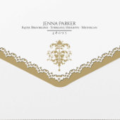 Formele Wit Gouden Faux Laser Cut Edge Bruiloft All In One Uitnodiging