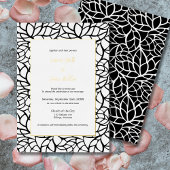 Formele Wit & Zwart Abstract Bladpatroonhuwelijk Folie Uitnodiging