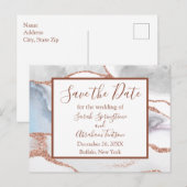 Formele witte agaat save the date-ansichtkaarten briefkaart (Voorkant / Achterkant)