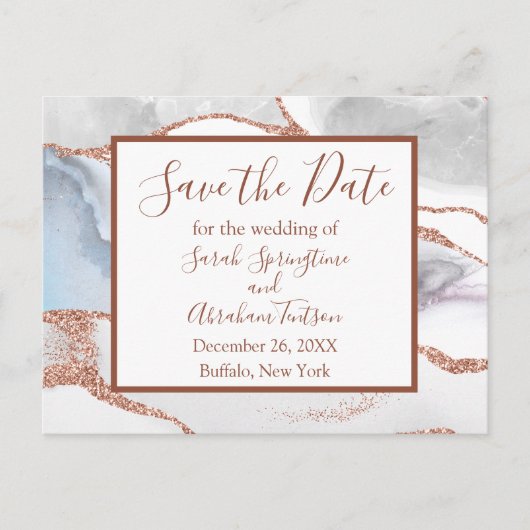 Formele witte agaat save the date-ansichtkaarten briefkaart (Voorkant)