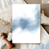 Formele Witte, Bleke Blauwe Bloemen Waterverf Brui Kaart