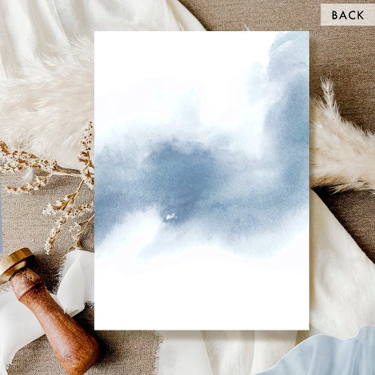 Formele Witte, Bleke Blauwe Bloemen Waterverf Brui Kaart