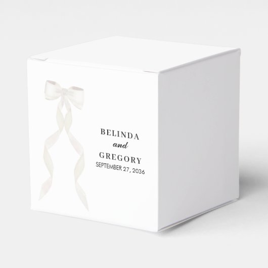 Formele witte boog lint elegante bruiloft bedankdoosjes (Voorkant Zijde)