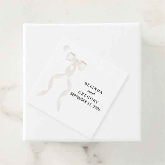 Formele witte boog lint elegante bruiloft bedankjes labels (In situ)