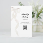 Formele witte boog lint elegante bruiloft informatiekaartje (Staand voorkant)