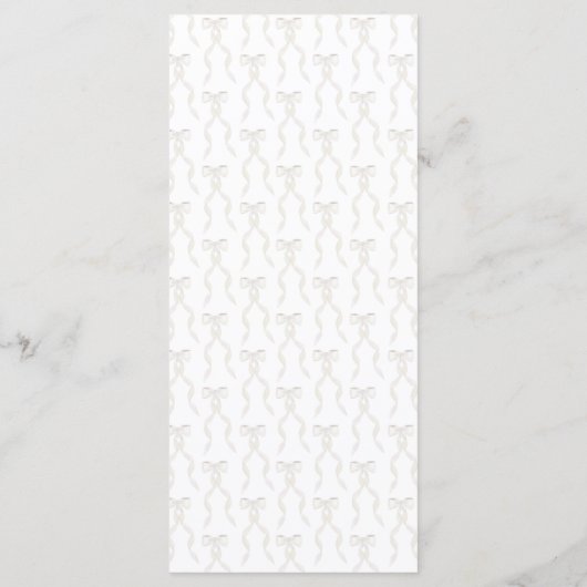 Formele witte boog lint elegante bruiloft menu (Achterkant)